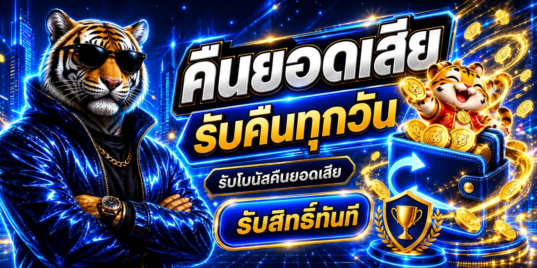 แบนเนอร์สล็อต sexypg89 พร้อมเสือ กระเป๋าเหรียญ และโบนัสคืนยอดเสีย